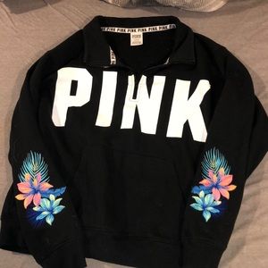 A black Pink Victoria Secrets quarter zip